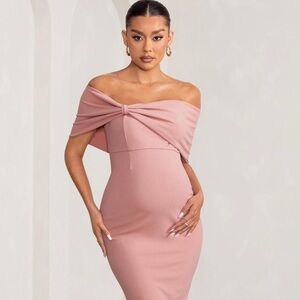 Maaci Blush Pink Off The Shoulder Maternity Dress Bodycon Size 2XL